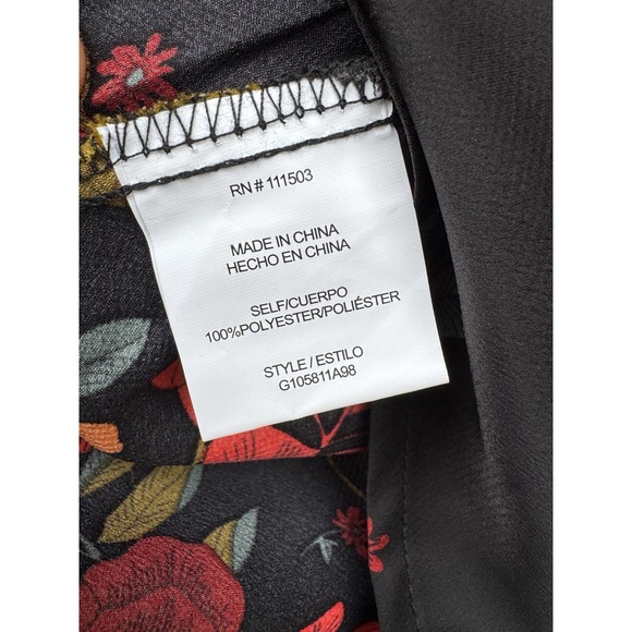 Sara Michelle Cowlneck Satin Slip Dress Sz Large Dark Romantic Red Rose Floral - Picture 5 of 7